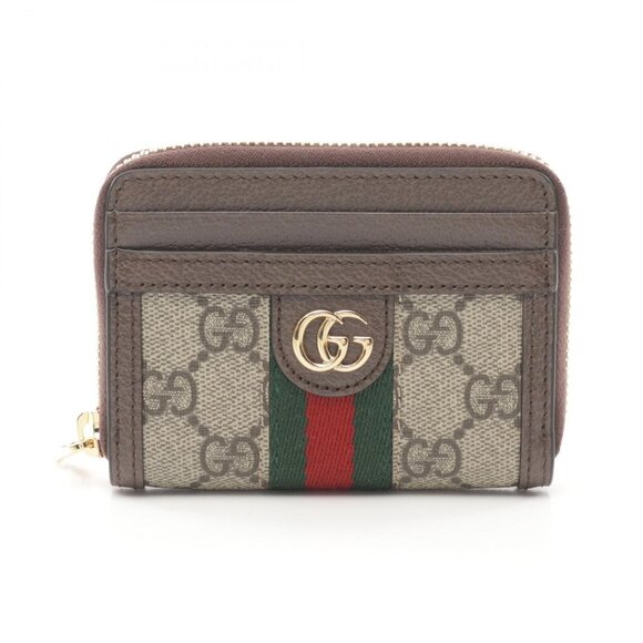 GUCCI Ophidia GG Supreme Card Case 65855296IWG8745 canvas Beige Brown NEW Women - Picture 1 of 5